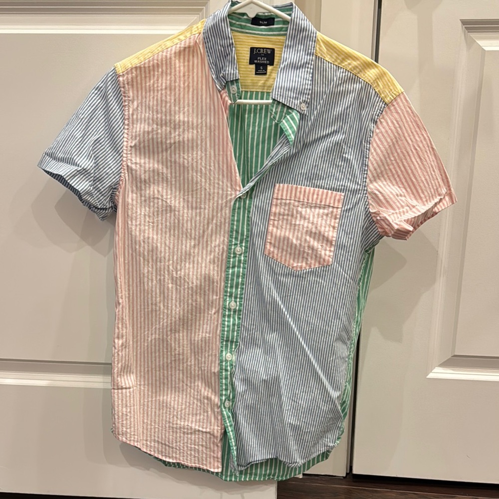 J. Crew Blue and Pink Casual Button Down Shirt
